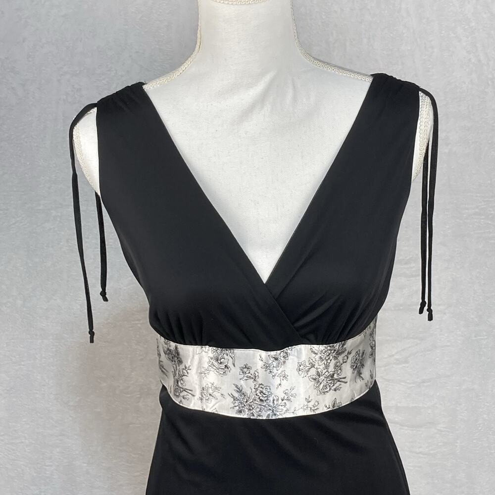 VTG Y2K Y2k Mesh Empire Waist Midi Dress Womens Black Asymmetrical Going Out